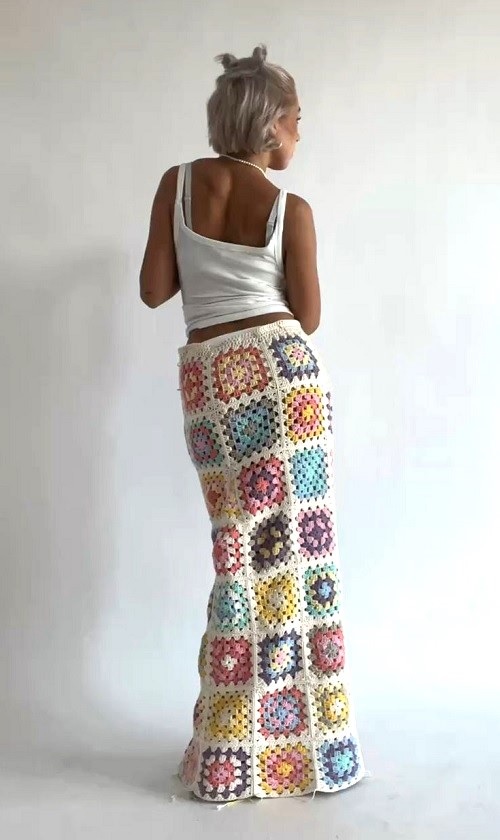 Granny Square Maxi Skirt Crochet Pattern