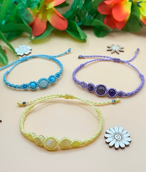 top Boho macrame bracelet with gemstone