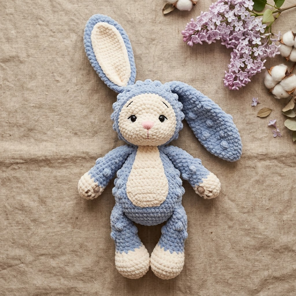 Adorable Crochet Bunny Lovey Pattern Using Plush Chenille Yarn