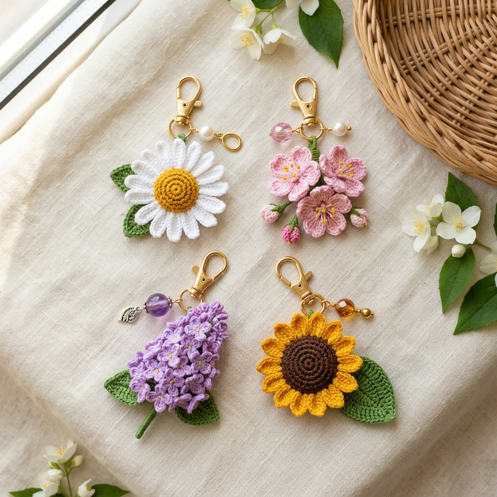 Adorable Crochet Flower Keychains: 4 Easy Spring Patterns to Make