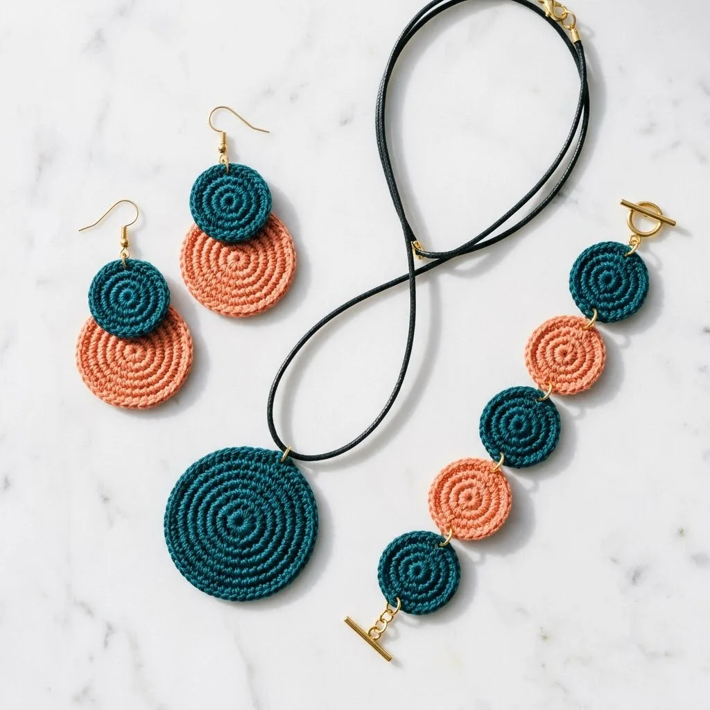 DIY Crochet Jewelry Set: Matching Earrings, Necklace & Bracelet