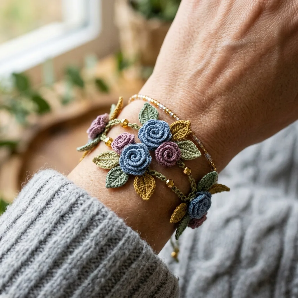 Stunning Crochet Rose Bracelets: Free Pattern for Floral Jewelry