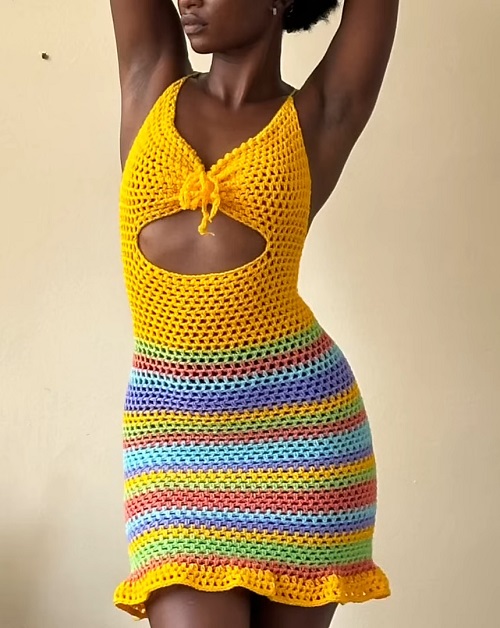 Crochet Cut-Out Mini Dress Free Patterns 1