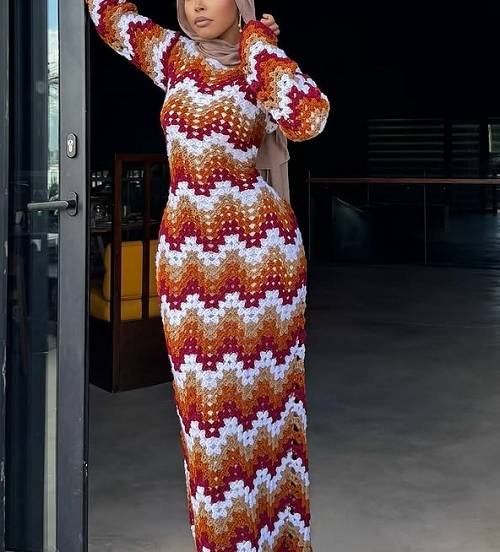 crochet chevron dress