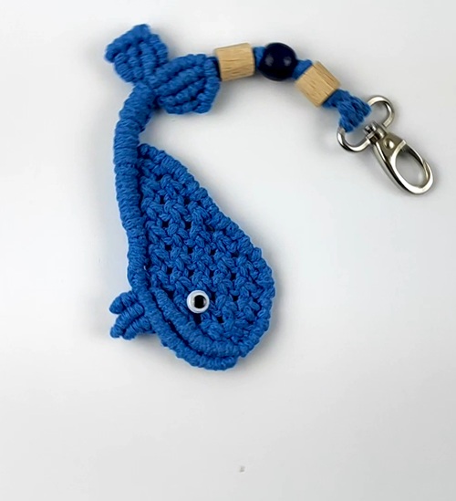 Macrame Whale Keychain