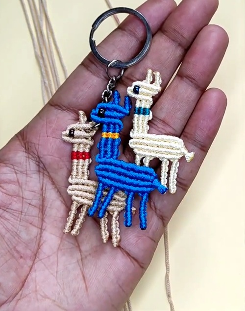 Macrame Llama Keychain