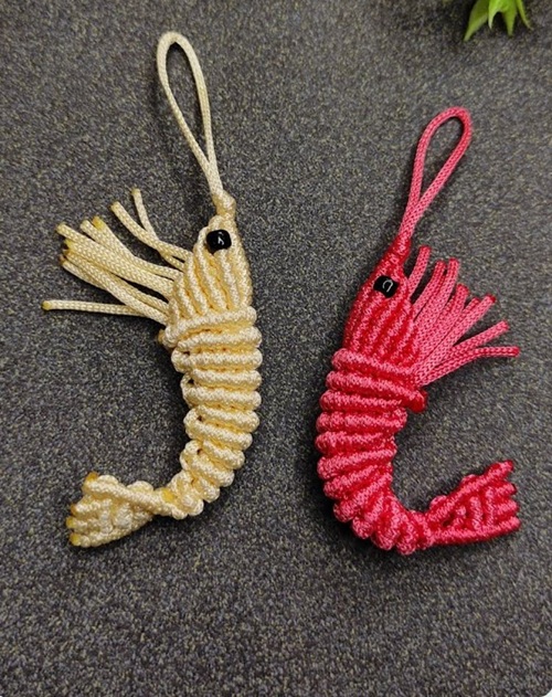 Macrame Shrimp Keychain