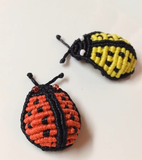 Macrame Lady Bug Keychain