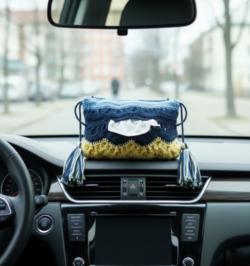 Crochet Car Tissue Pouch