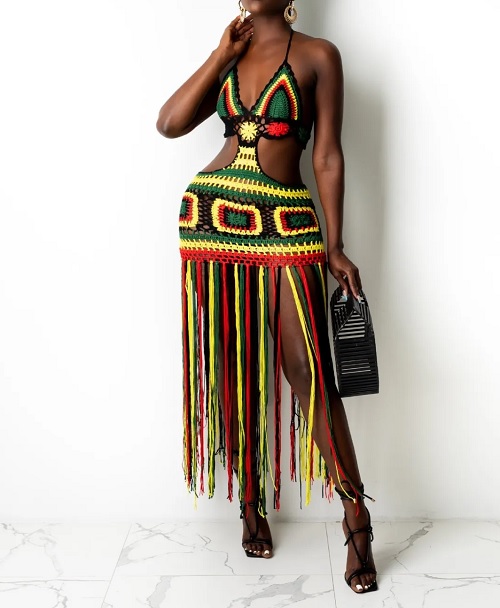Crochet Mesh Fringe Dress