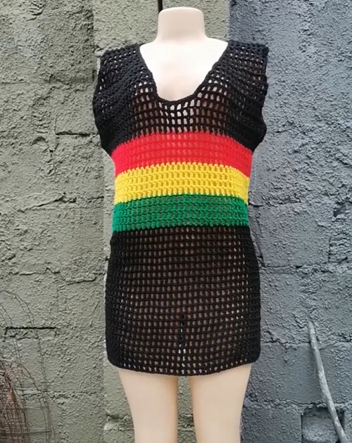 crochet rasta mesh dress
