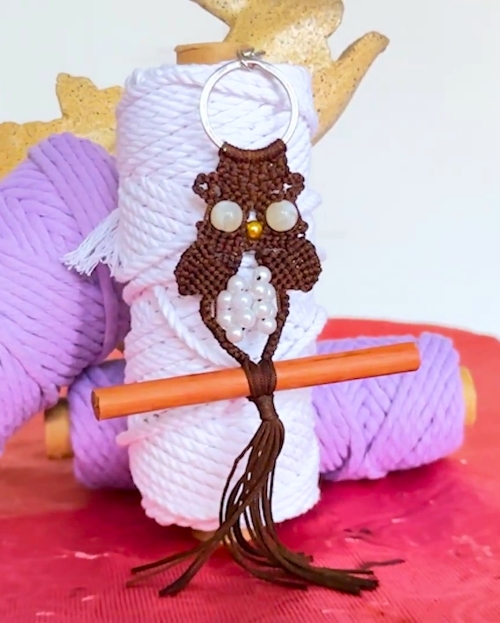 DIY Macrame Owl Keychain