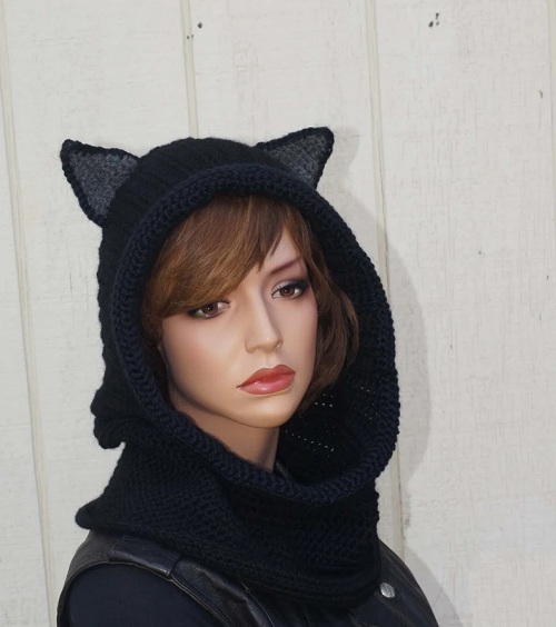Crochet Cat Ears Hooded Cowl Pattern